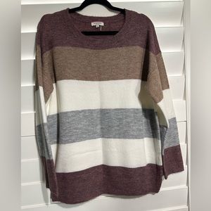 Geneva Color Block Sweater (Taupe/Plum) - Large